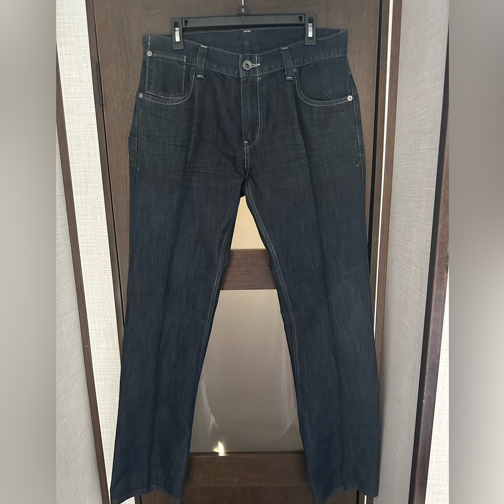 LEVI STRAUSS Jeans 514 slim straight,  Flap Pocket Mens 34x34 Dark Wash Denim